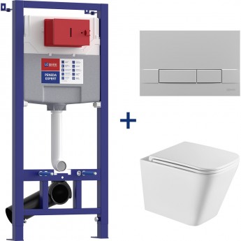 Сет: Инсталляция LEMARK PENEDA EXPERT + кнопка смыва BIT хром матовый + унитаз FLOREX белый глянец Сет: Инсталляция LEMARK PENEDA EXPERT + кнопка смыва BIT хром матовый + унитаз FLOREX белый глянец