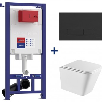 Сет: Инсталляция LEMARK PENEDA + кнопка смыва BIT чёрный матовый + унитаз FLOREX белый глянец Сет: Инсталляция LEMARK PENEDA + кнопка смыва BIT чёрный матовый + унитаз FLOREX белый глянец