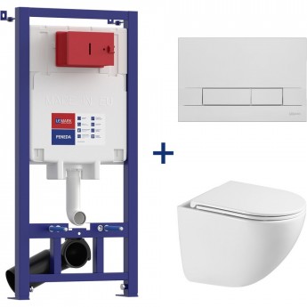 Сет: Инсталляция LEMARK PENEDA + кнопка смыва BIT хром глянец + унитаз GLAZER белый глянец Сет: Инсталляция LEMARK PENEDA + кнопка смыва BIT хром глянец + унитаз GLAZER белый глянец